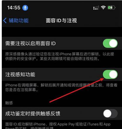 天坛街道苹果14维修网点分享iPhone14注视感知功能有什么用 